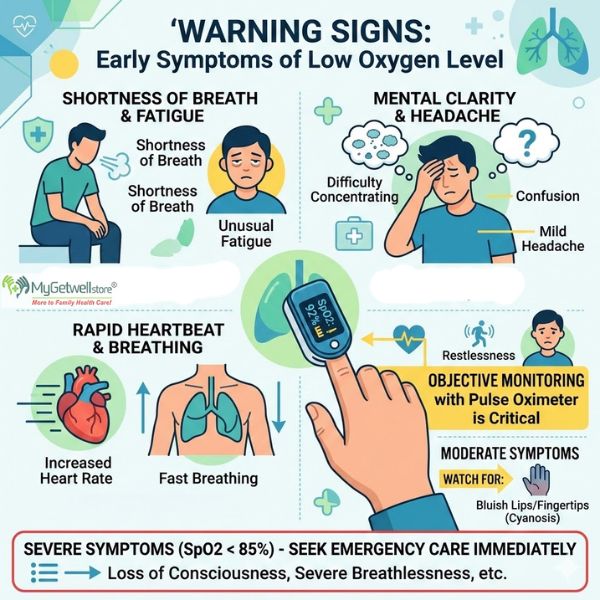 early symtoms of low oxygen level