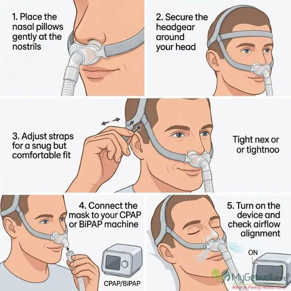 cpap nasal pillow mask how to use.webp
