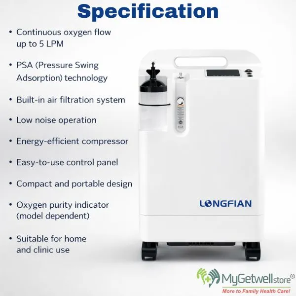 specification of Jay 5 Oxygen Concentrator.webp