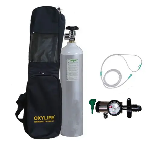 Portable Oxygen Kit – Oxylife 4.5 (675 Liters Oxygen Cylinder Kit) Ready-to-Use for Emergency Oxygen With Regulator