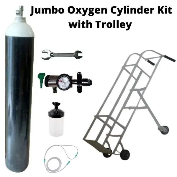 Jumbo Oxygen Cylinder Kit with Click Type Regulator & Trolley | Complete Oxygen Setup for Home & Clinic Use