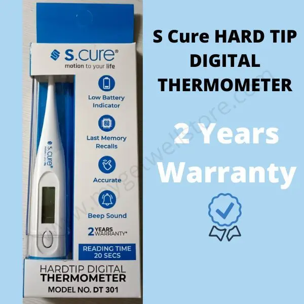 S. Cure Hard Tip Memory Recall Digital Thermometer – Fast Reading, Durable Probe