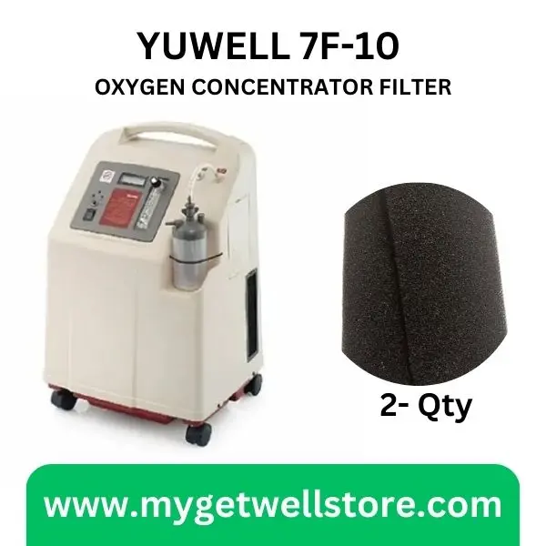 Yuwell 7F-10 Oxygen Concentrator Filter – 2Pcs (Black) | Replacement Air Filter for Yuwell Oxygen Machine