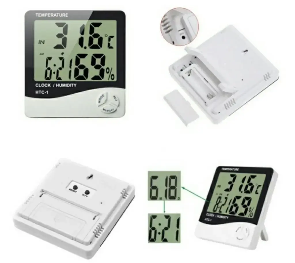 Digital Temperature & Humidity Meter for Indoor with Clock Display