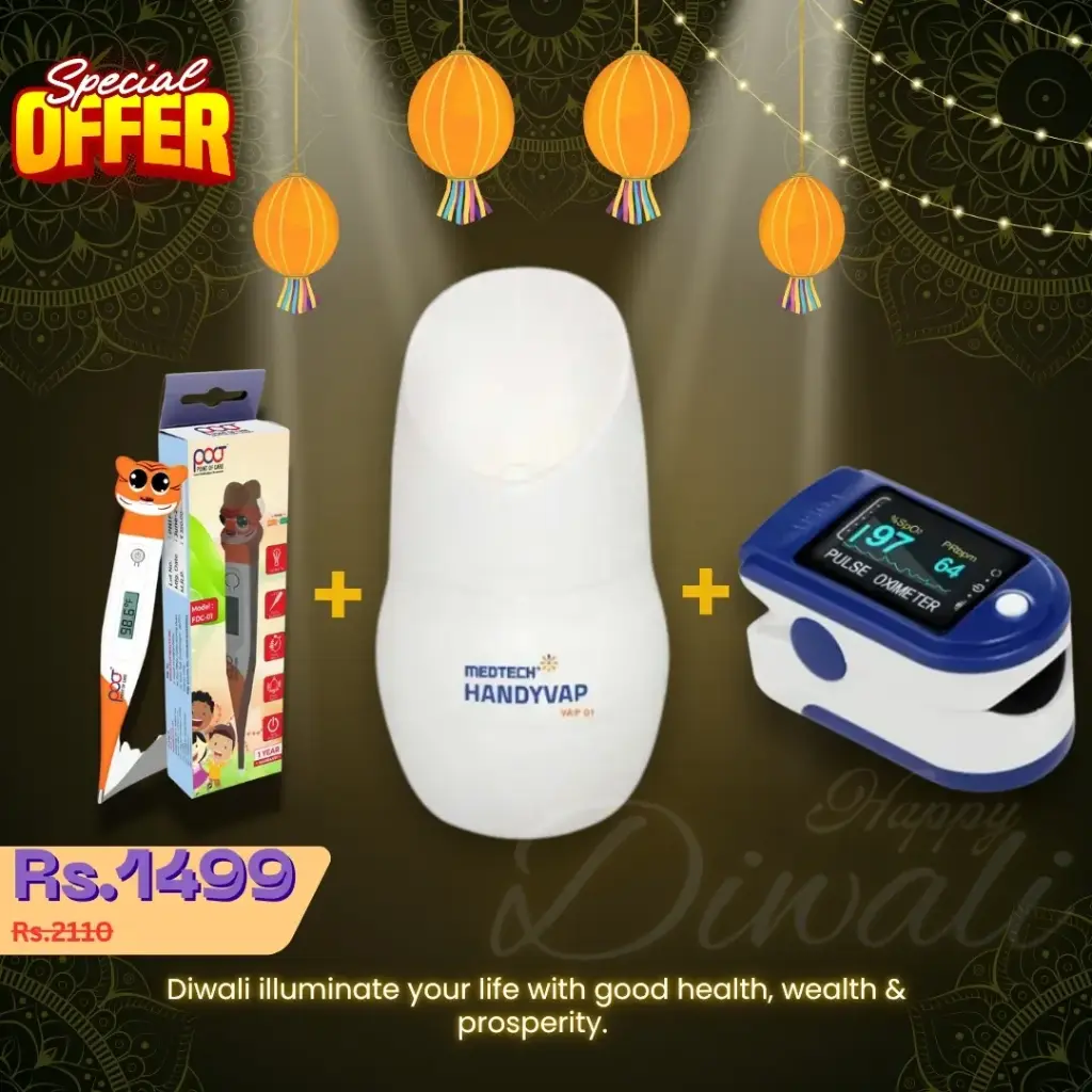 Diwali Health Combo @ Just ₹1499 – Digital Thermometer + Pulse Oximeter + Steam Inhaler