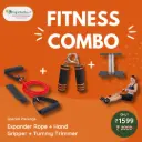 Fitness Combo Offer – Muscle Chest Expander, Hand Gripper & Tummy Trimmer | Home Gym Workout Equipment