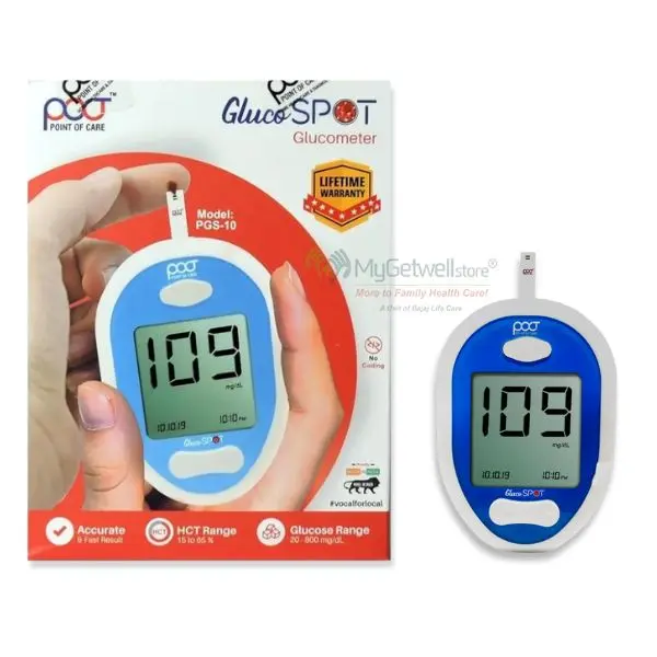 POCT Gluco Spot Glucometer with Test Strips | Blood Sugar Test Device