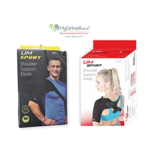 UM Sport Elastic Arm Sleeves Shoulder Support Belt | Adjustable Brace (S)