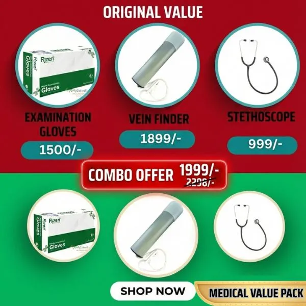 Doctor Kit Original Combo – Stethoscope, Vein Finder & Examination Gloves