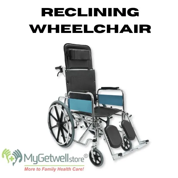 Reclining Wheelchair with Adjustable Backrest & Detachable Commode