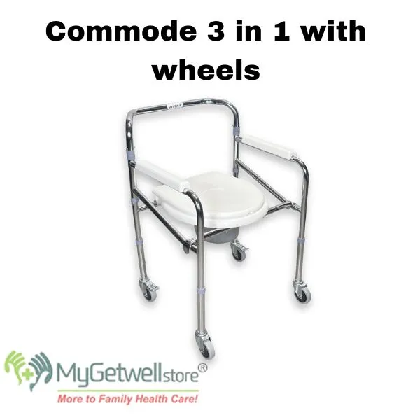3-in-1 Commode Toilet Chair with Wheels | Portable & Foldable