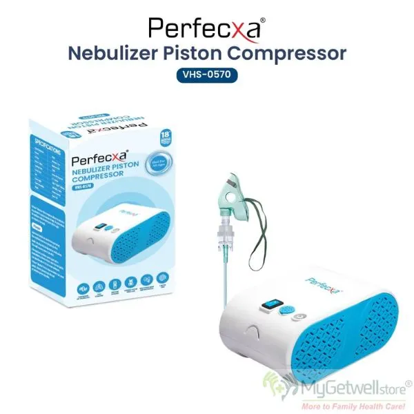 Perfecxa Nebulizer Piston Compressor Machine – Reliable Breathing Support at Home (Free Eye Wash Cup)