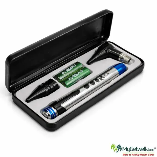 Easy Care Professional Pocket Otoscope Kit – LED Ear Examination Diagnostic Set with Case