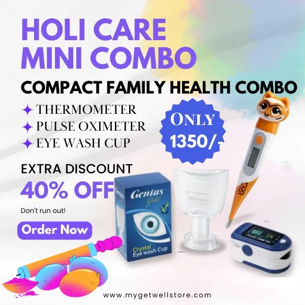 Complete Home Health Combo Kit – Digital Thermometer + Pulse Oximeter + Eye Wash Cup | Family Wellness Pack