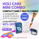 Complete Home Health Combo Kit – Digital Thermometer + Pulse Oximeter + Eye Wash Cup | Family Wellness Pack
