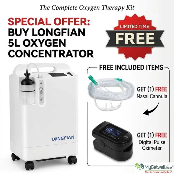 [Longfian] Longfian 5L Oxygen Concentrator Machine for Home Use | Continuous Flow 5 LPM