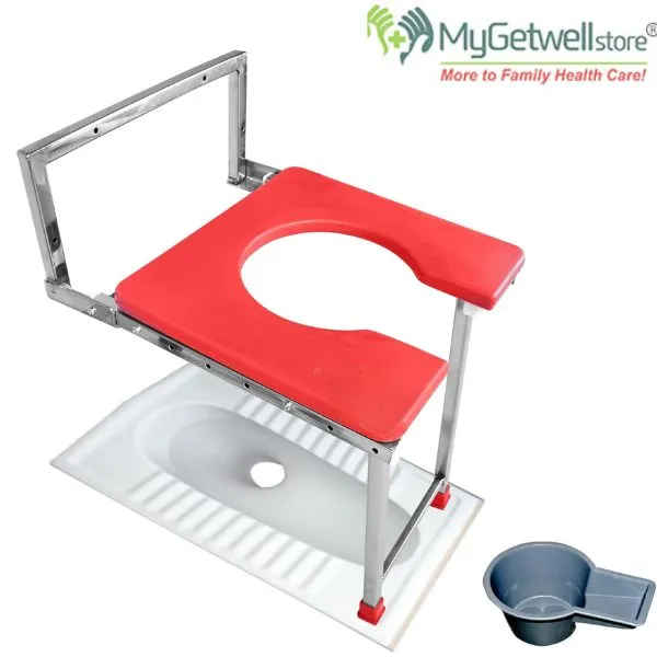 Wall mounted folding commode for indian toilet | Space-Saving Toilet Chair for Adults & Seniors