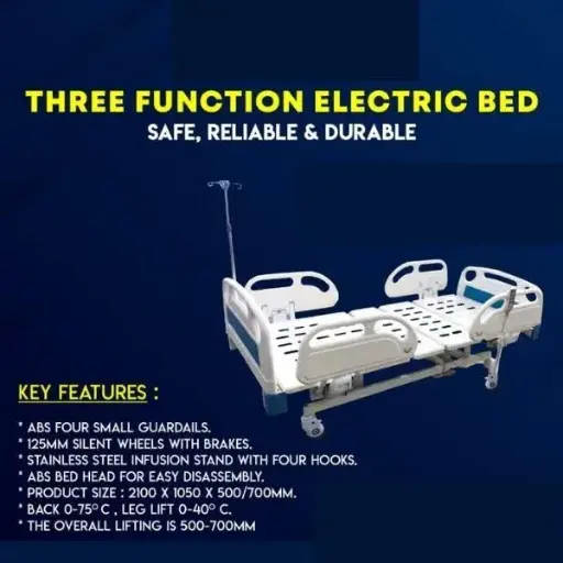 3 Function Electrical Bed - Buy Hospital, Healthcare equipment, accessories and machines online at Mygetwellstore