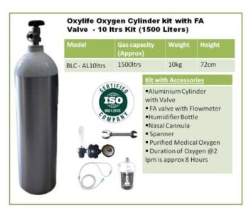 Oxygen Cylinder kit – Oxylife 10 ltrs Kit (1500 Liters)