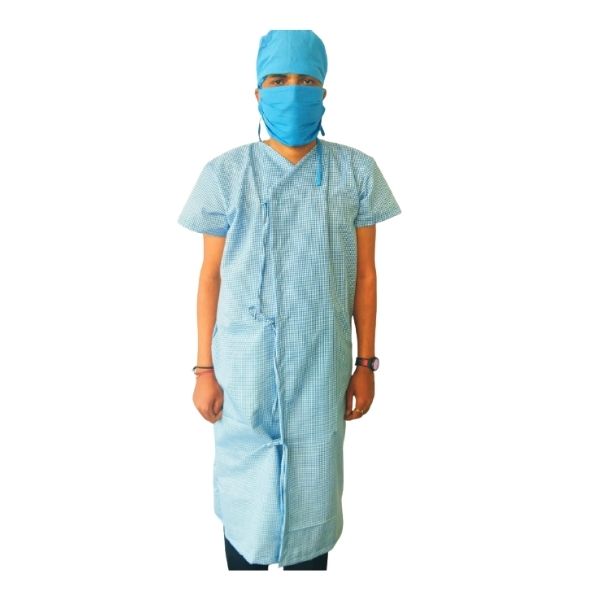 Patient front open gown with tie