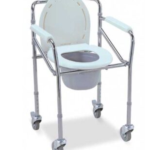 Commode Chair  Steel with Wheel and Height Adjustment
