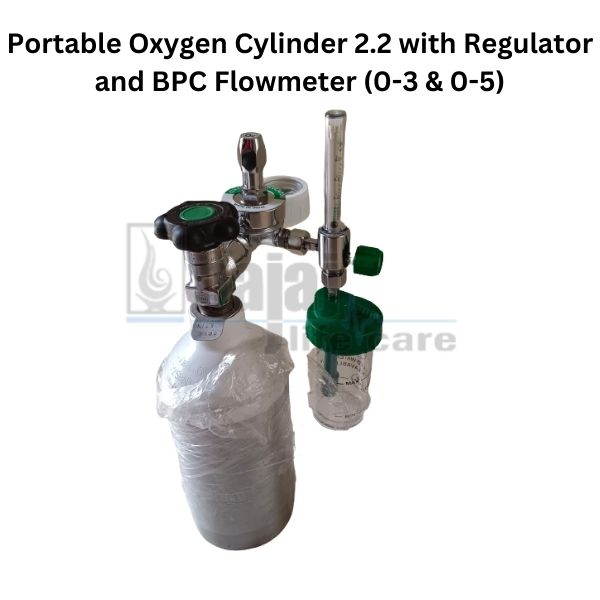 Portable Oxygen Cylinder 2.2 with Regulator and BPC Flowmeter Pediatric (0-3 or 0-5)