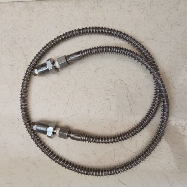 SS Braided High Pressure Teflon, Flexible Tail pipe with Spring - both end Bull Nose Connection – 1.25mtr - Image 2