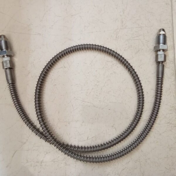 SS Braided High Pressure Teflon, Flexible Tail pipe with Spring - both end Bull Nose Connection – 1.25mtr - Image 3