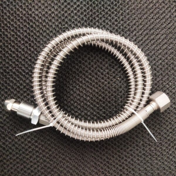 SS Braided High Pressure Teflon, Flexible Tail pipe with Spring for Oxygen Nrv Type (1.25 Mtr)