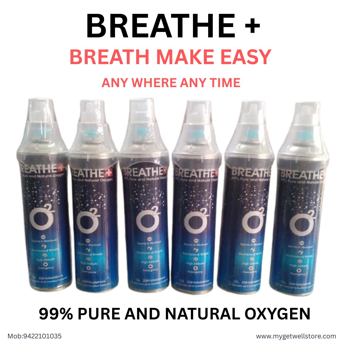 Portable Oxygen Can – Breathe+ (12L)